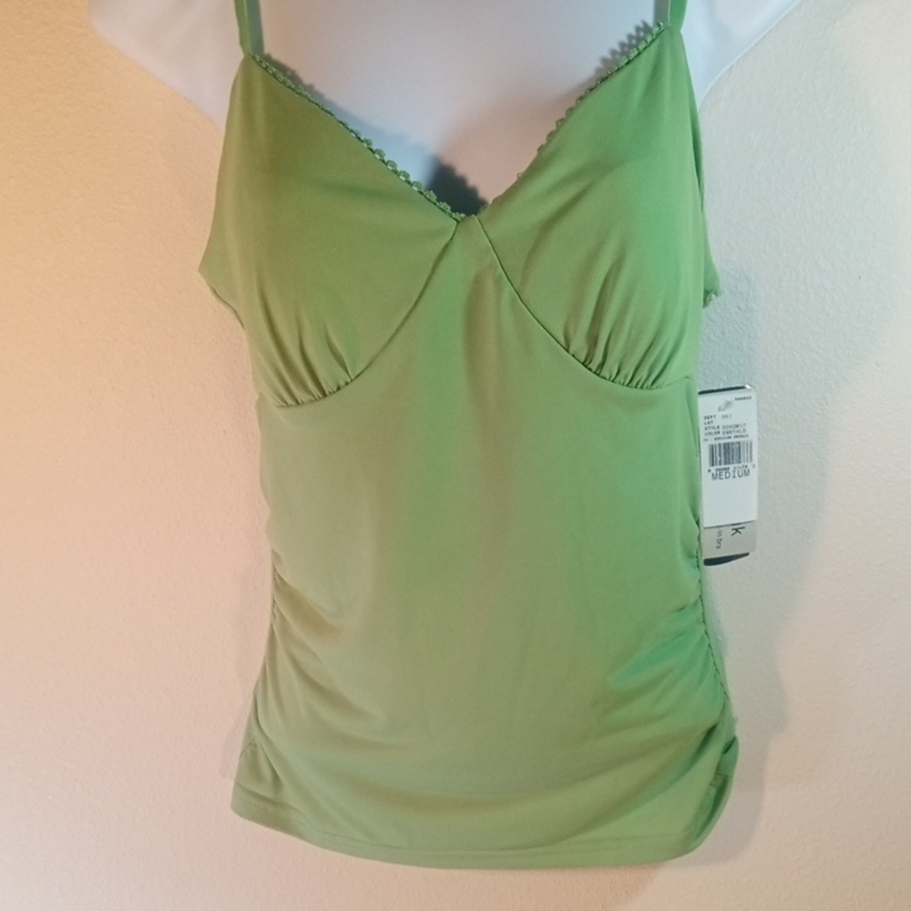 NWT Ally B Green Camisole Stretch Support Tank Top, Size Med